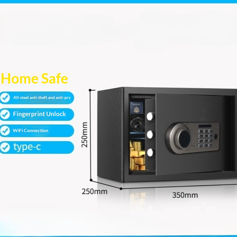 Home Security Box - ตู้เซฟอิเล็กทรอนิกส์ขนาดเล็ก 25 ซม. สำหรับซ่อนในผนังบ้าน ตู้เซฟดิจิตอล กล่องนิรภัย