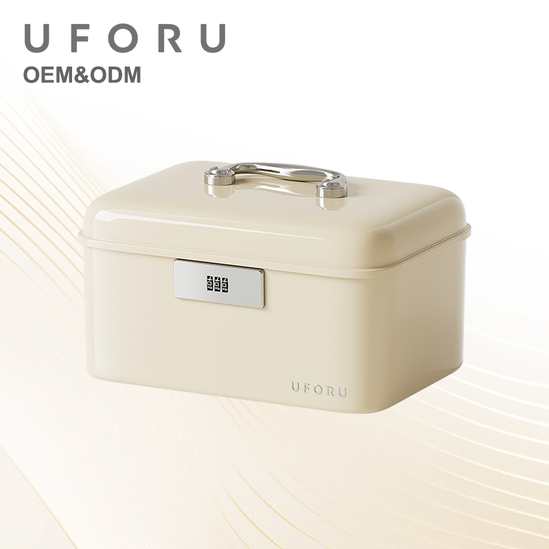 Home Security Box - กล่องเก็บของแบบมีด้ามจับ UFORU พร้อมระบบล็อค, กล่องเก็บของสองชั้นขนาดใหญ่, เหมาะสำหรับใช้ในบ้านและสำนักงาน